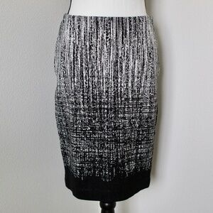Black & White Gradient Print Knit Pencil Skirt